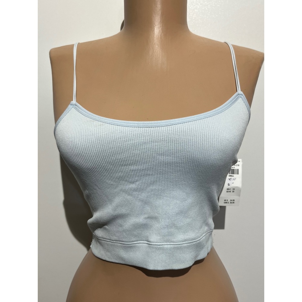 Gilly Hicks Hollister Light Blue Ribbed Lace Back Bralette Crop Top Small NWT